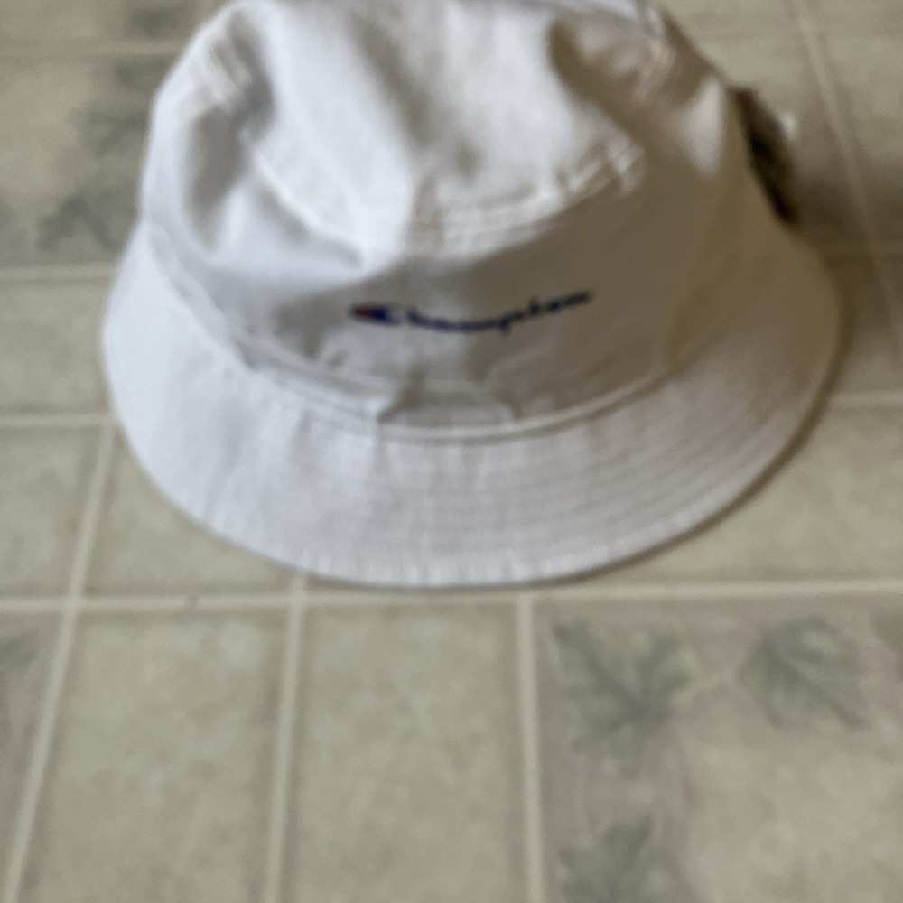 Champion Logo Classic White One Size Fits All Bucket‎ Hat NWT 100% Cotton